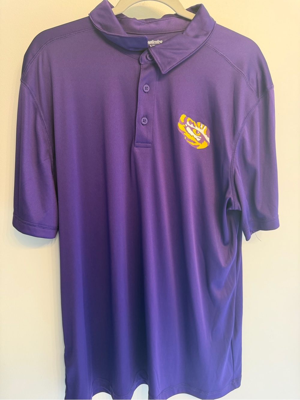 Men’s LSU Purple Short-Sleeve Polo Shirt with Tiger Logo Size XL